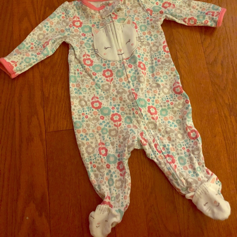 Carter's Floral Cat Zip up Sleeper
